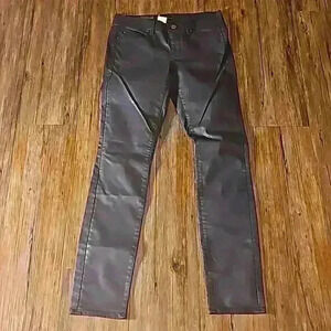 Nwt Womens Ann Taylor Modern Fit Skinny Waxed Canvas Black Denim Jeans Sz 4×31"